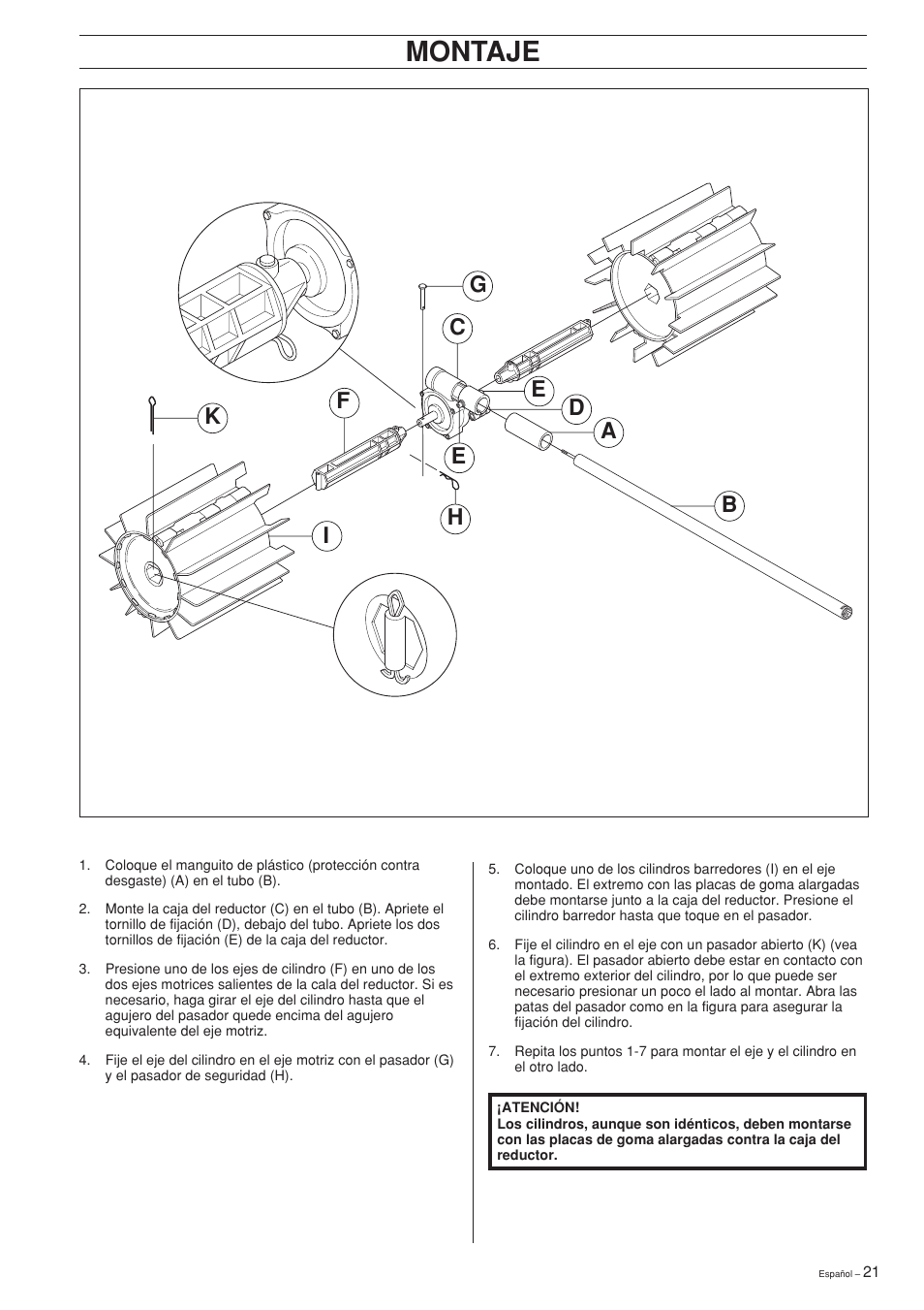 Montaje | Husqvarna SR600 User Manual | Page 21 / 24