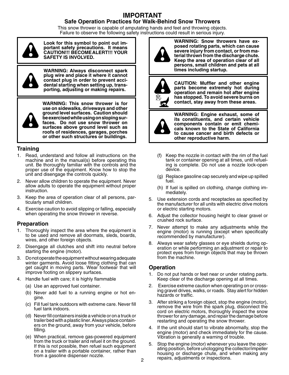Warnings, Important | Husqvarna 5524SEB User Manual | Page 2 / 32