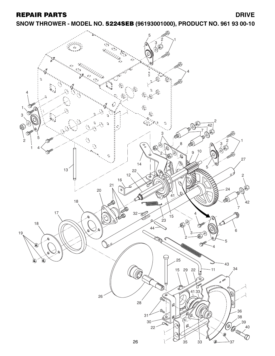 Drive, Repair parts drive | Husqvarna 5524SEB User Manual | Page 26 / 32