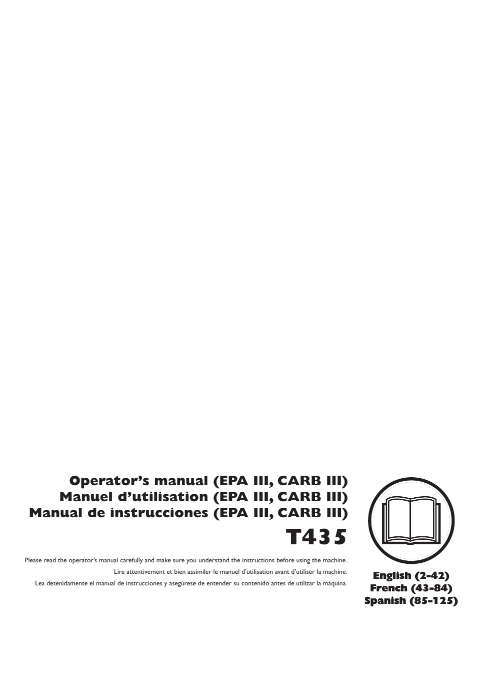 Husqvarna T435 User Manual | 132 pages