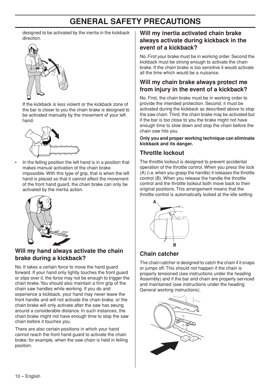 General safety precautions | Husqvarna T435 User Manual | Page 10 / 132