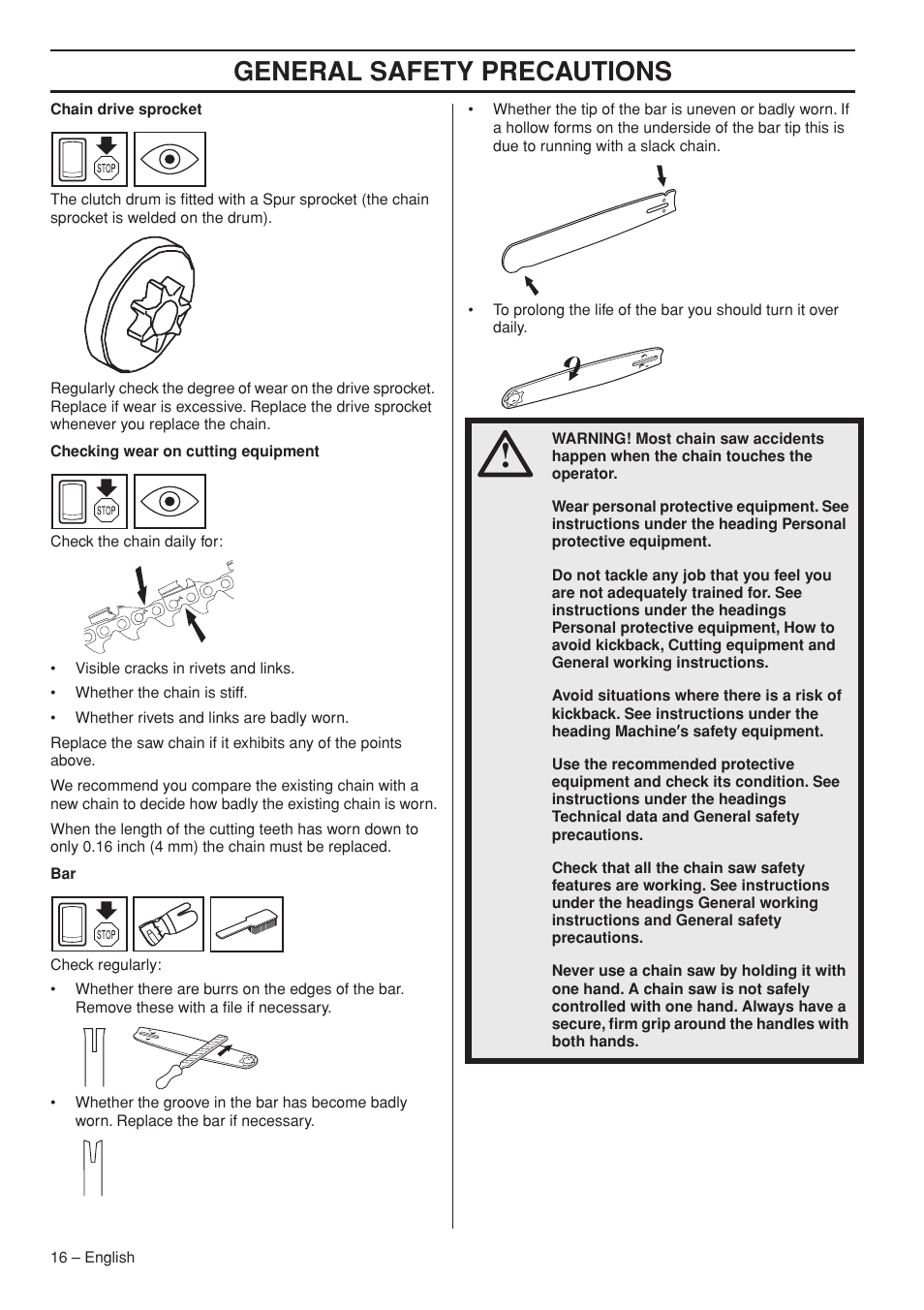 General safety precautions | Husqvarna T435 User Manual | Page 16 / 132