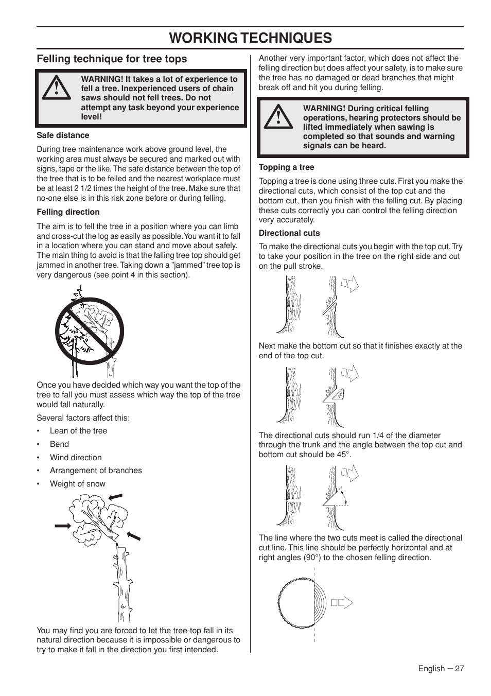 Working techniques | Husqvarna T435 User Manual | Page 27 / 132