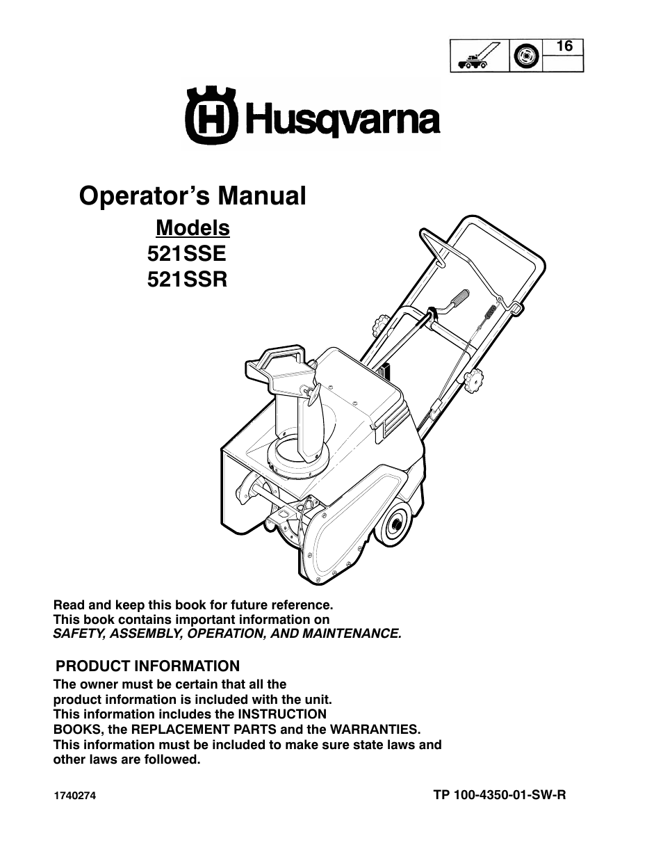 Husqvarna 521SSR User Manual | 28 pages