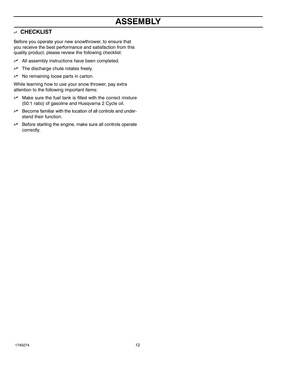 Assembly | Husqvarna 521SSR User Manual | Page 12 / 28