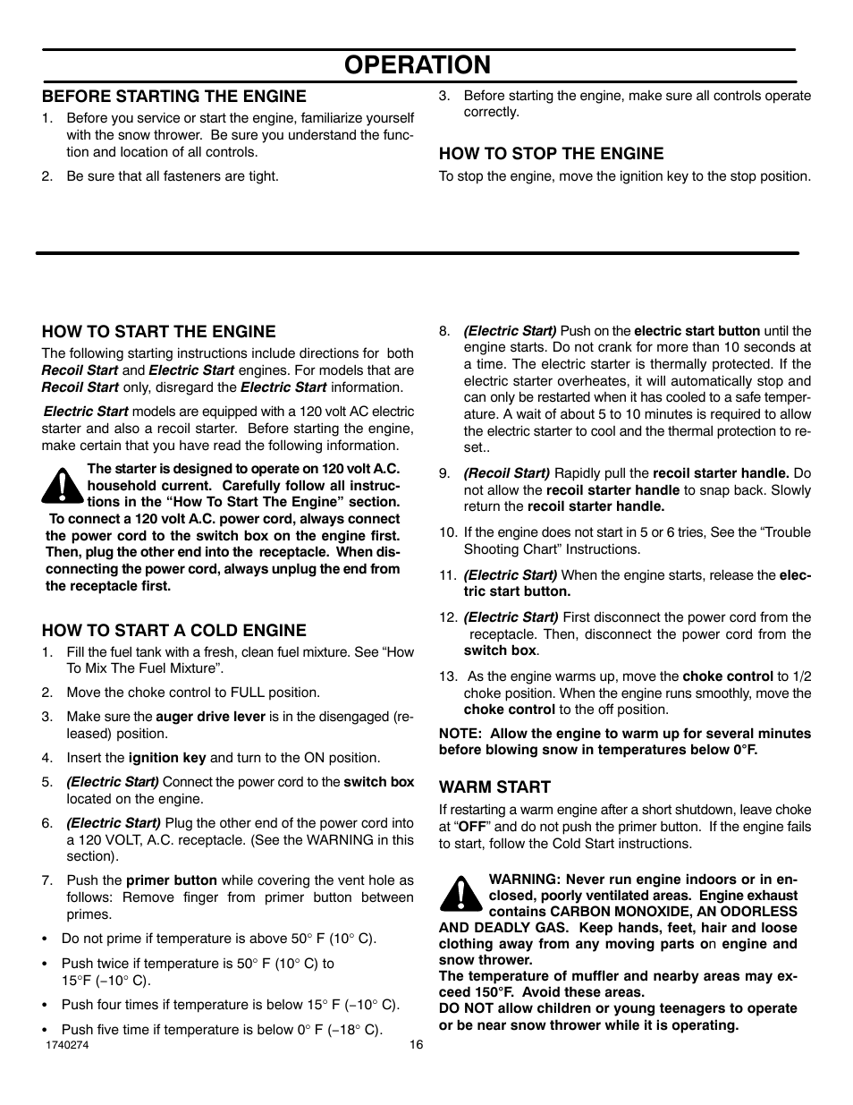 Operation | Husqvarna 521SSR User Manual | Page 16 / 28