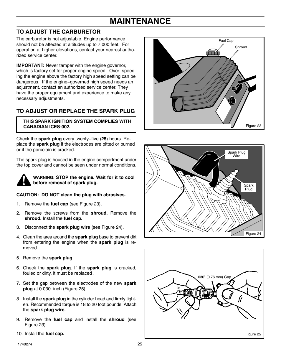 Maintenance | Husqvarna 521SSR User Manual | Page 25 / 28