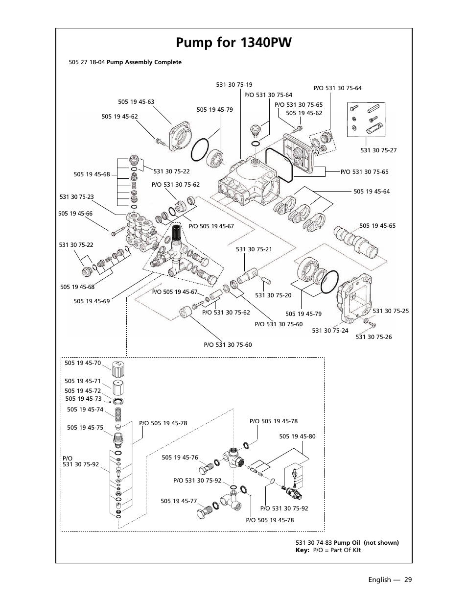 1340pw, Pump for 1340pw | Husqvarna 9032PW User Manual | Page 30 / 33