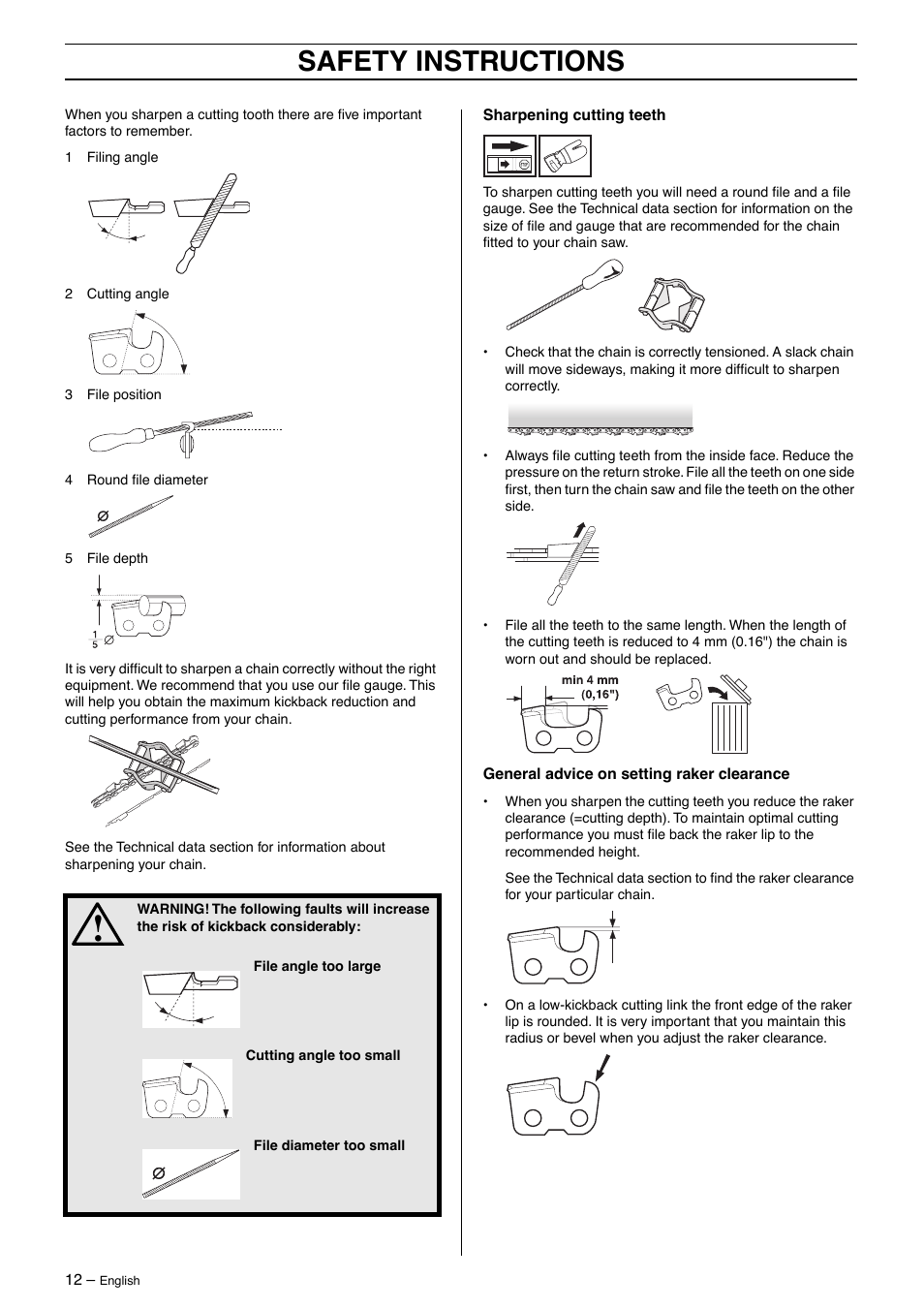 Safety instructions | Husqvarna 395XP User Manual | Page 12 / 40