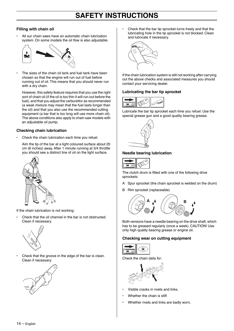 Safety instructions | Husqvarna 395XP User Manual | Page 14 / 40