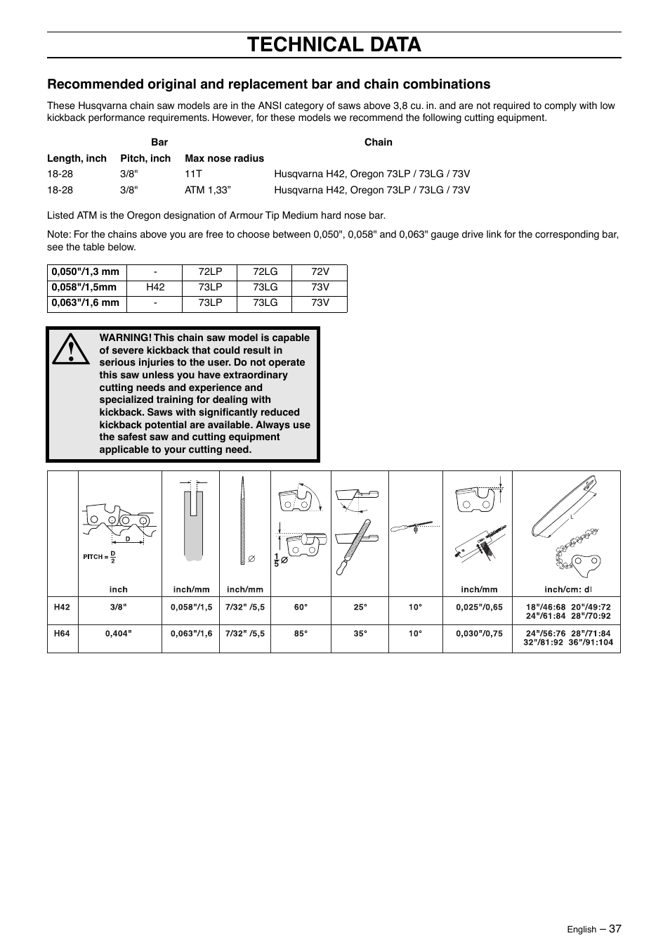 Technical data | Husqvarna 395XP User Manual | Page 37 / 40