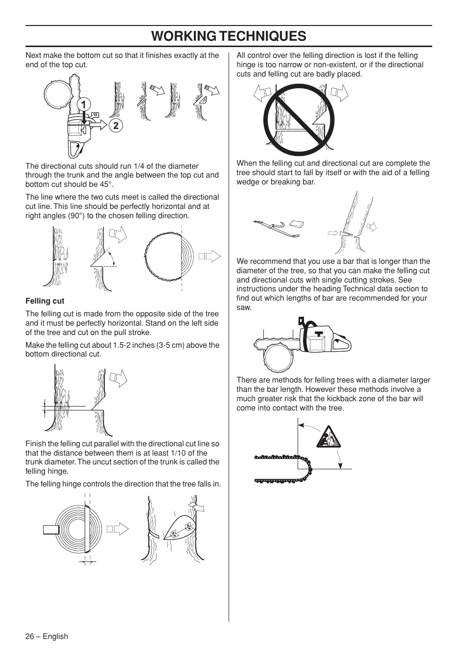 Working techniques | Husqvarna 1151322-95 User Manual | Page 26 / 44