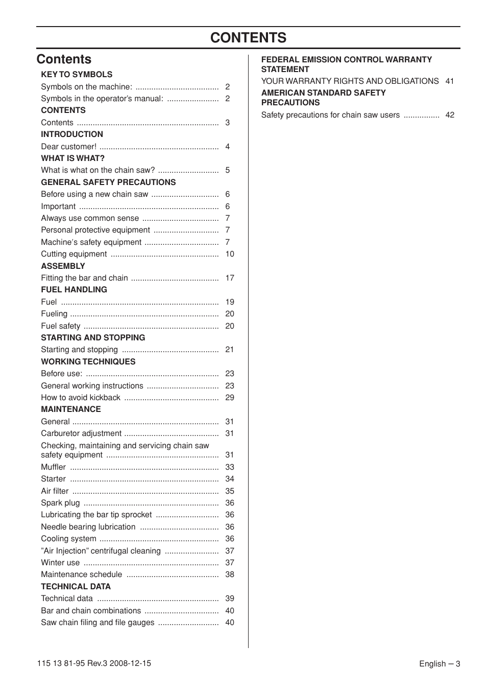 Husqvarna 115 13 81-95 User Manual | Page 3 / 44
