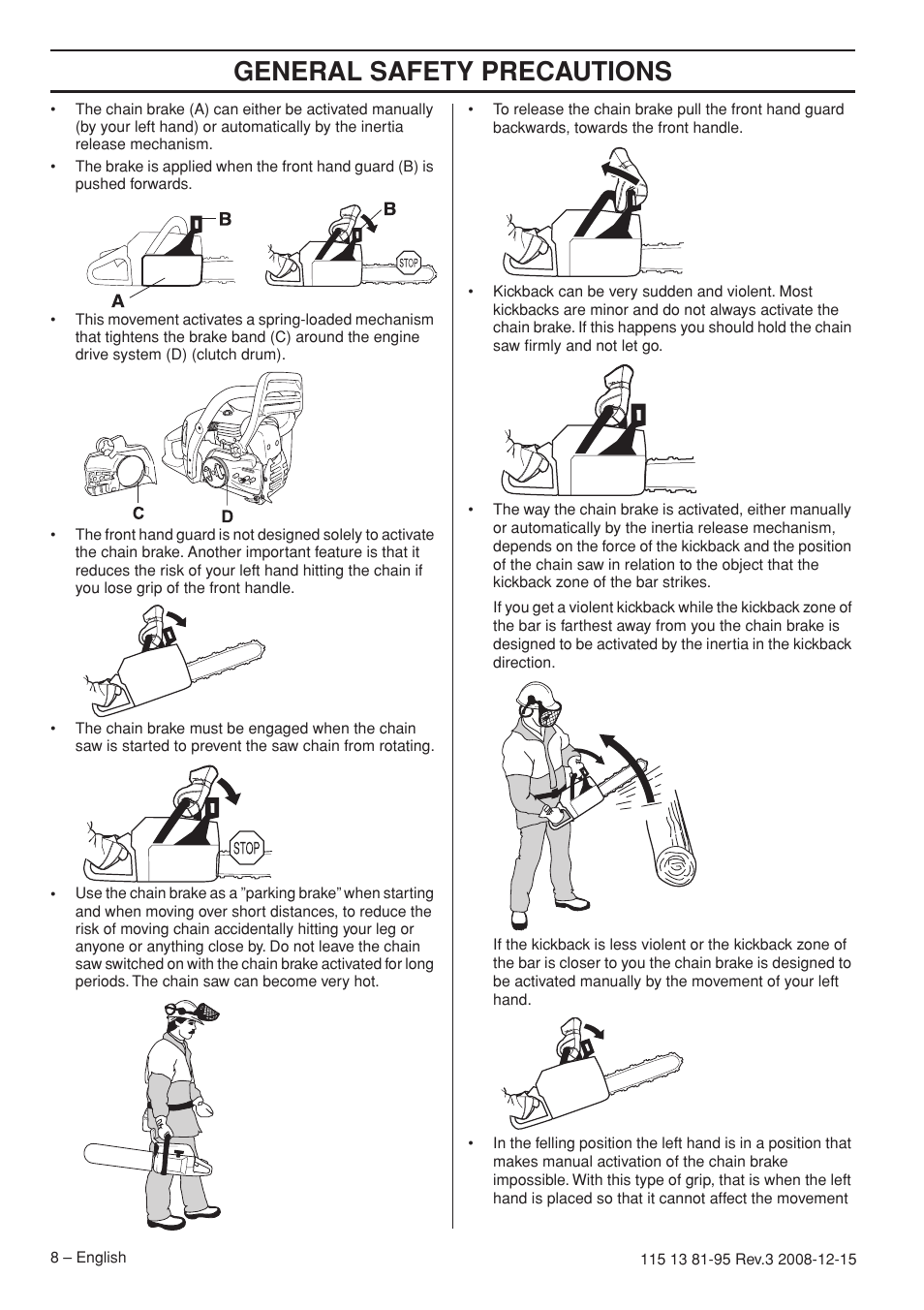 General safety precautions | Husqvarna 115 13 81-95 User Manual | Page 8 / 44