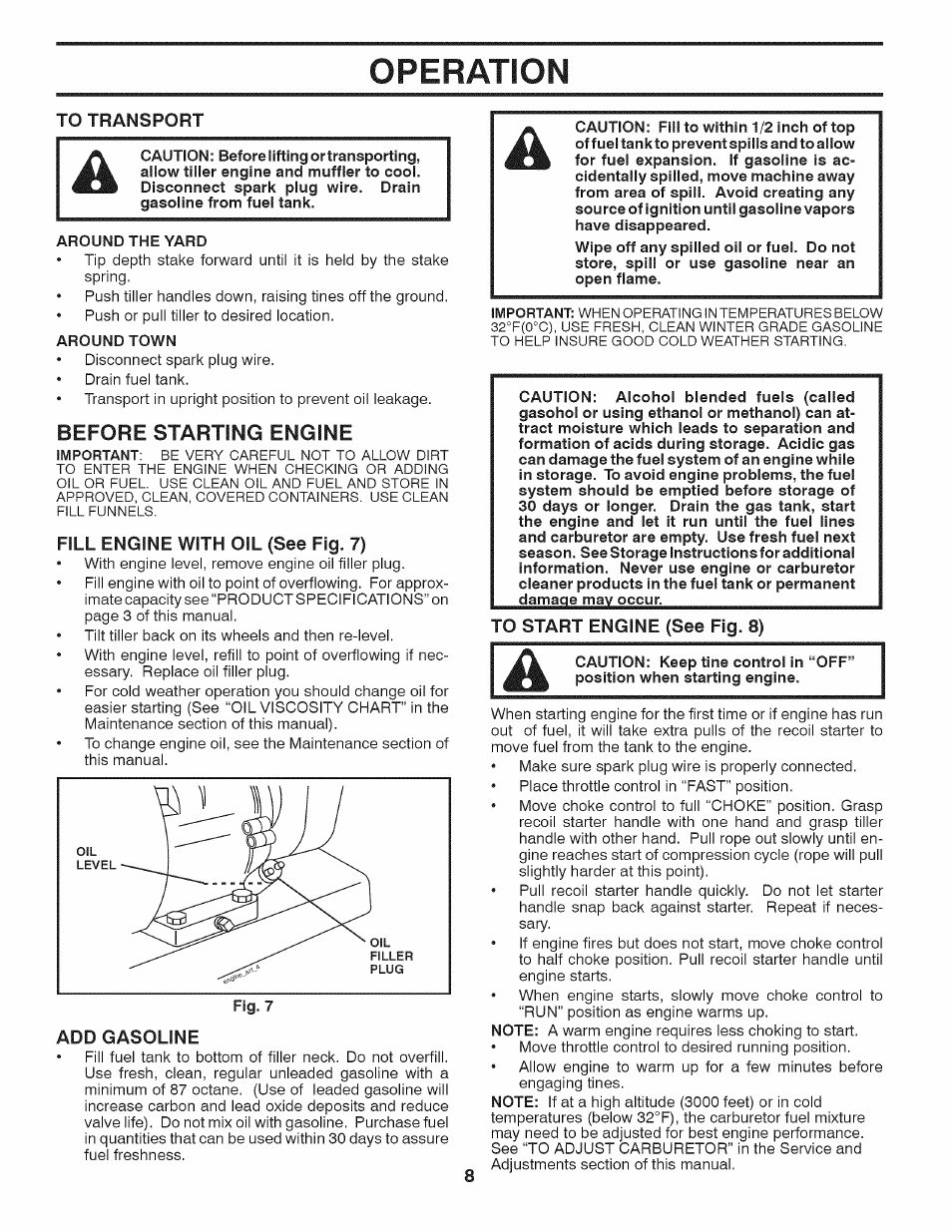 Operation, Before starting engine | Husqvarna 917.29939 User Manual | Page 8 / 32