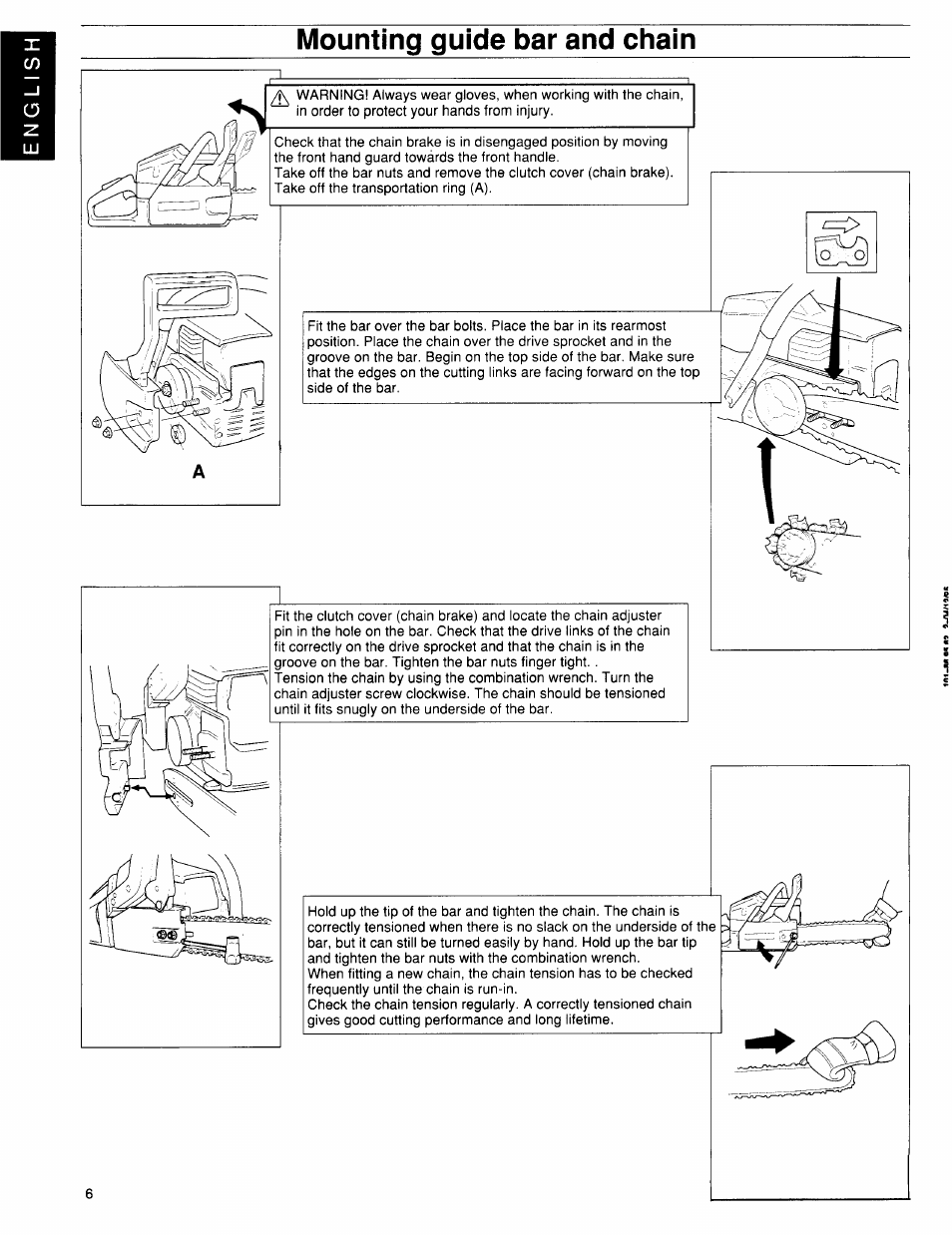 Mounting guide bar and chain | Husqvarna 36 User Manual | Page 6 / 22