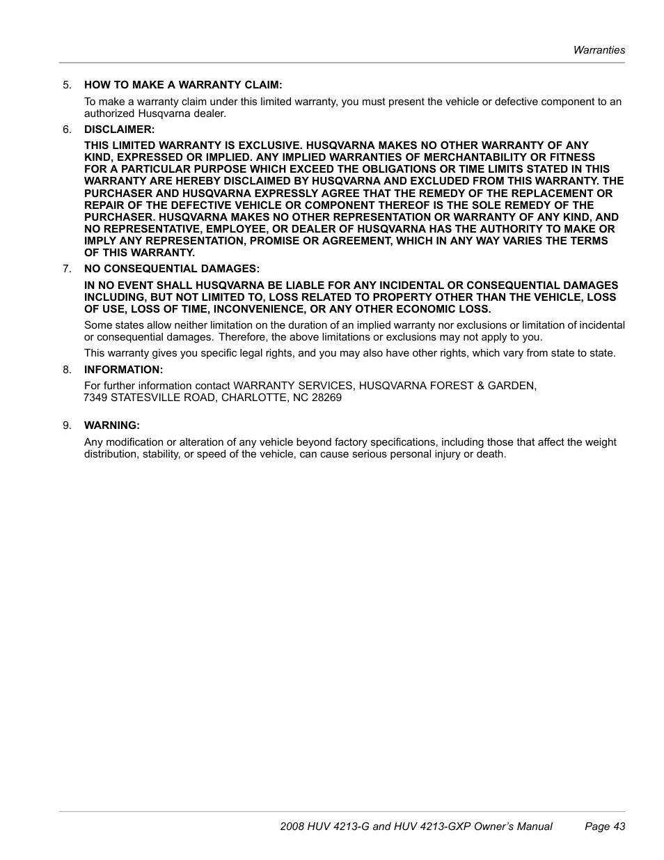 Husqvarna HUV 4213-GXP User Manual | Page 45 / 52