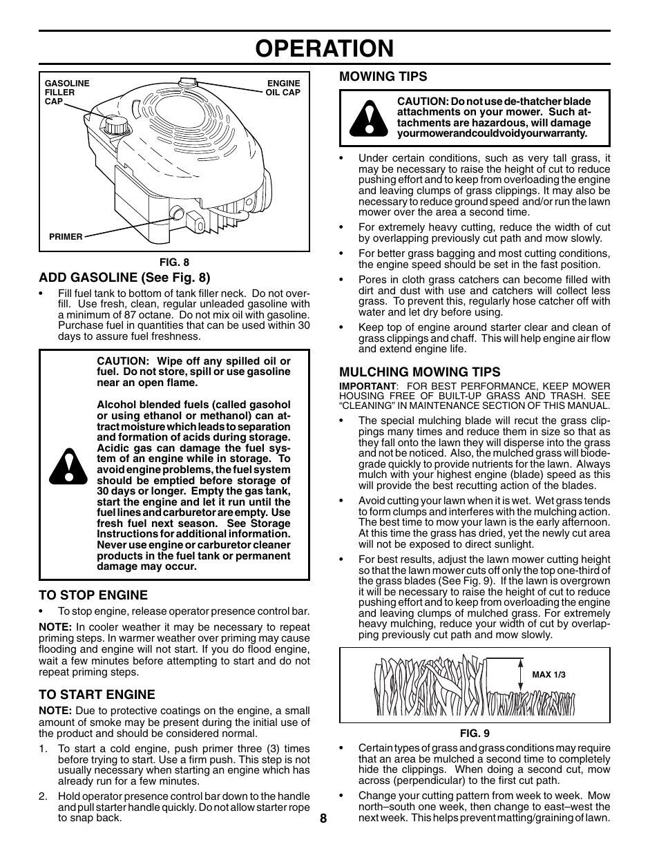 Operation | Husqvarna 65021CHV User Manual | Page 8 / 20