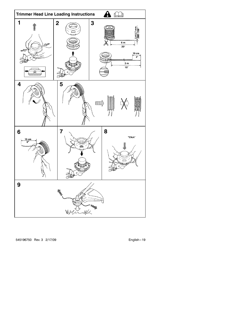 Line loading instructions | Husqvarna Trimmer 128 L User Manual | Page 19 / 24