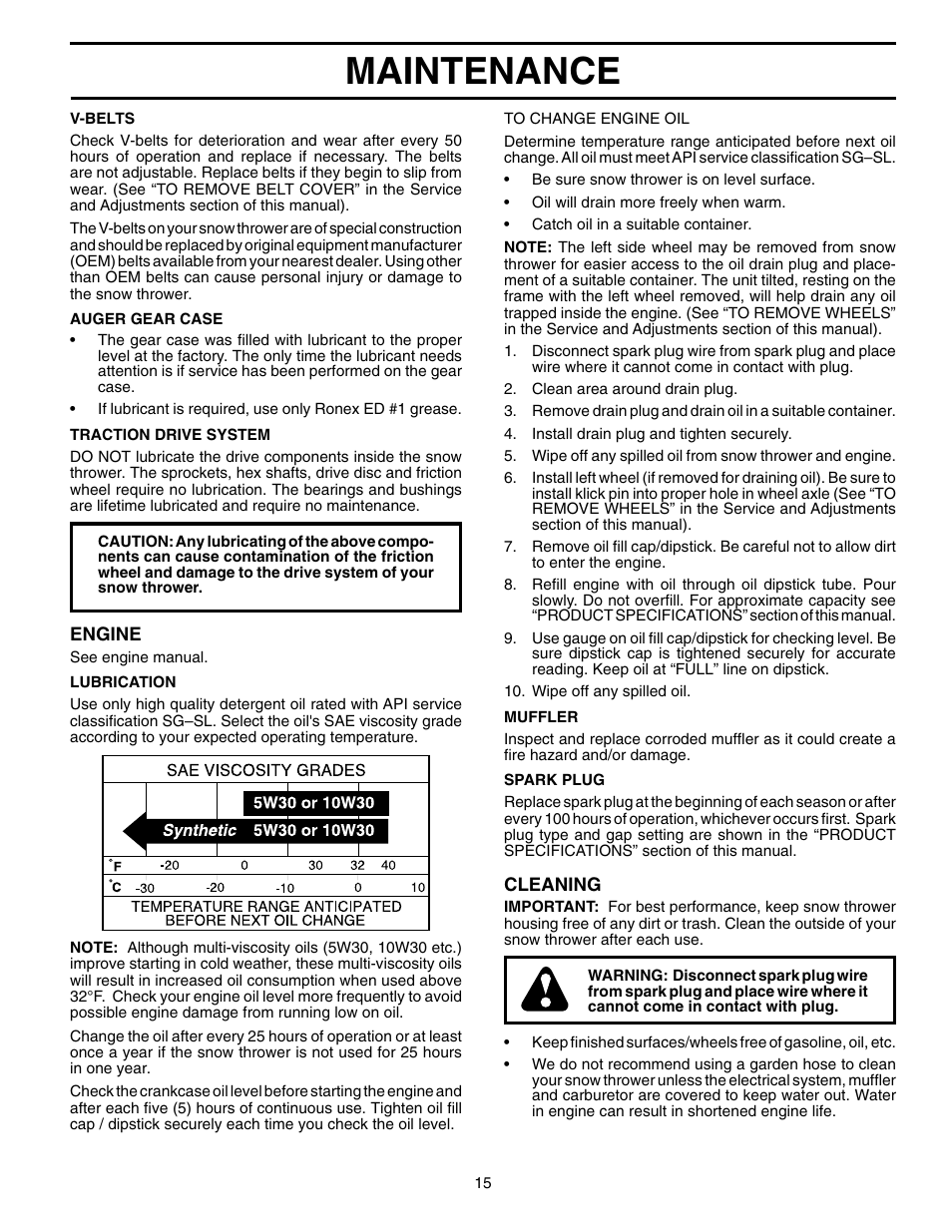 Maintenance | Husqvarna 9527SBEB User Manual | Page 15 / 32