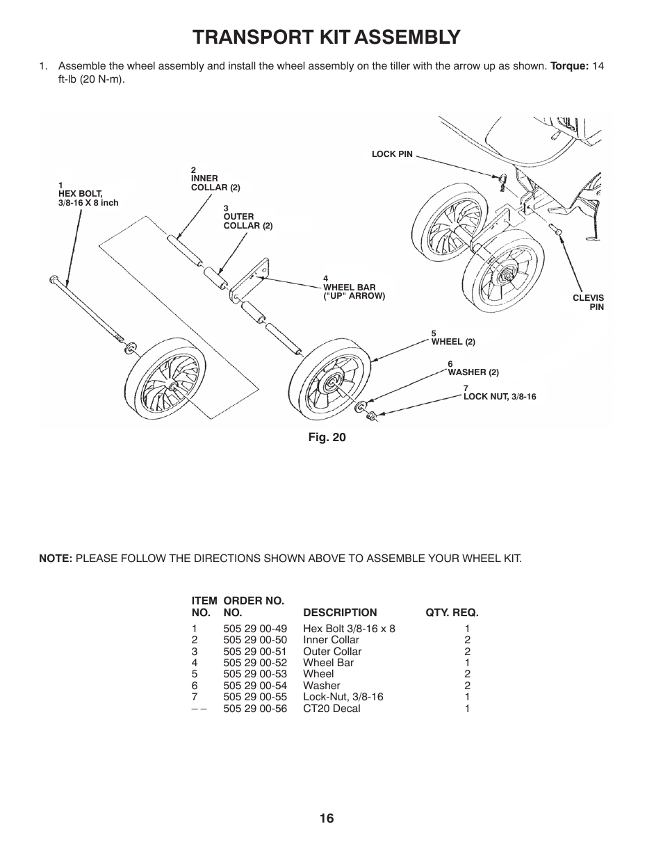 Transport kit, Assembly | Husqvarna 966957301 User Manual | Page 16 / 20