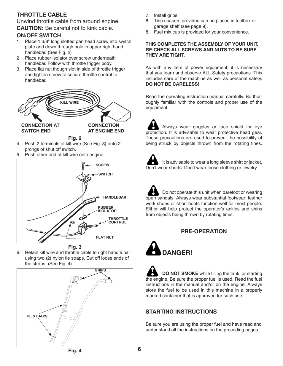 Pre-operation, Danger | Husqvarna 966957301 User Manual | Page 6 / 20