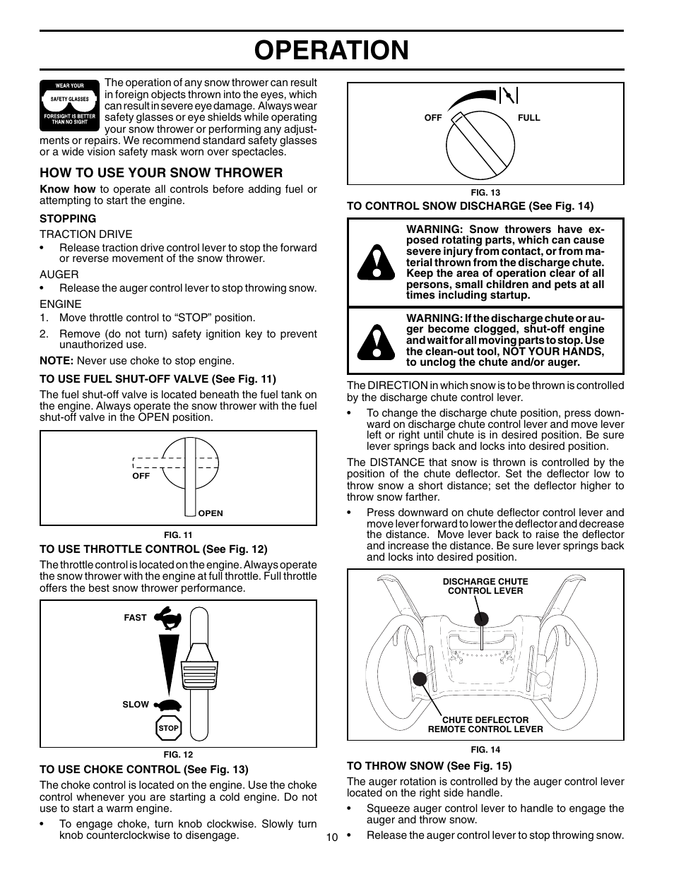 Operation | Husqvarna 1330SBEXP User Manual | Page 10 / 32