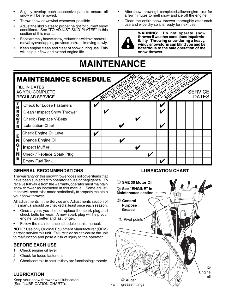 Maintenance | Husqvarna 1330SBEXP User Manual | Page 14 / 32