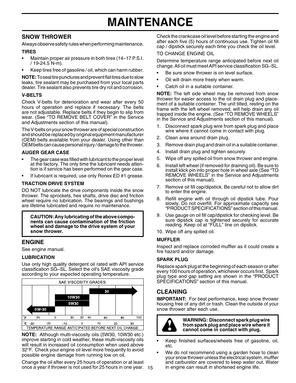 Maintenance | Husqvarna 1330SBEXP User Manual | Page 15 / 32