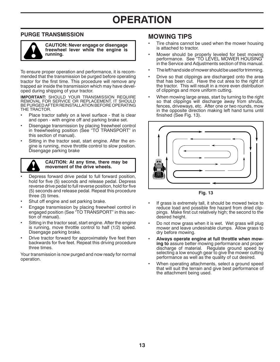 Operation, Mowing tips | Husqvarna 96045002600 User Manual | Page 13 / 44