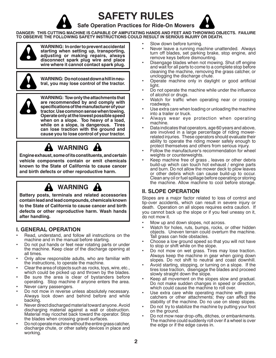 Safety rules, Warning | Husqvarna 96045002600 User Manual | Page 2 / 44