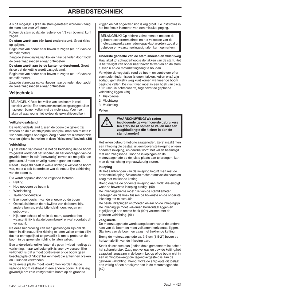 Arbeidstechniek | Husqvarna 240e User Manual | Page 421 / 464