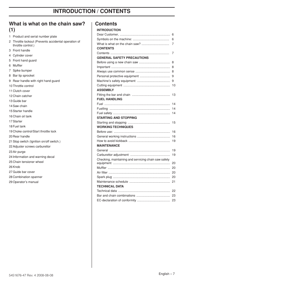 Husqvarna 240e User Manual | Page 7 / 464
