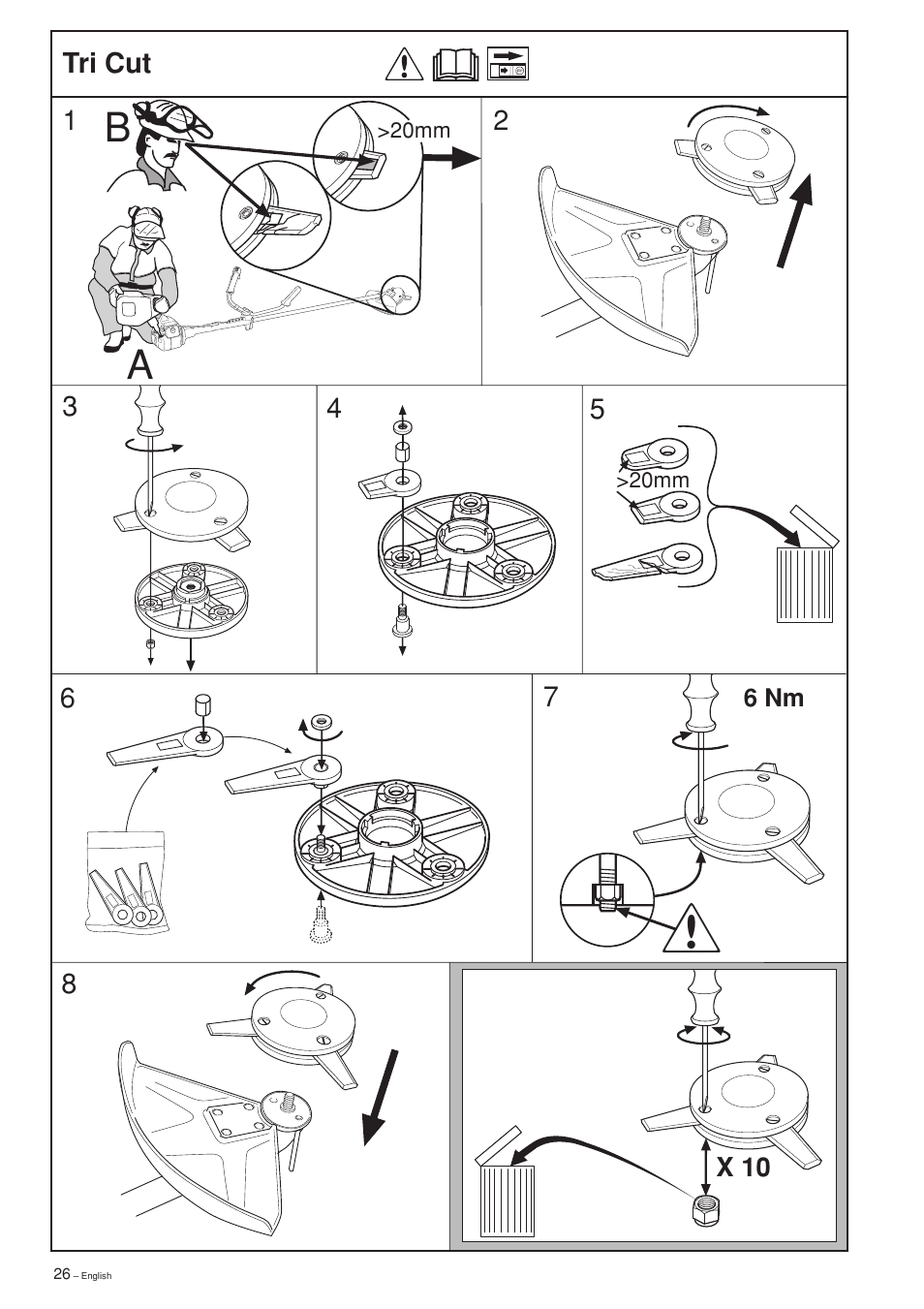 Tri cut | Husqvarna 322 L User Manual | Page 26 / 36