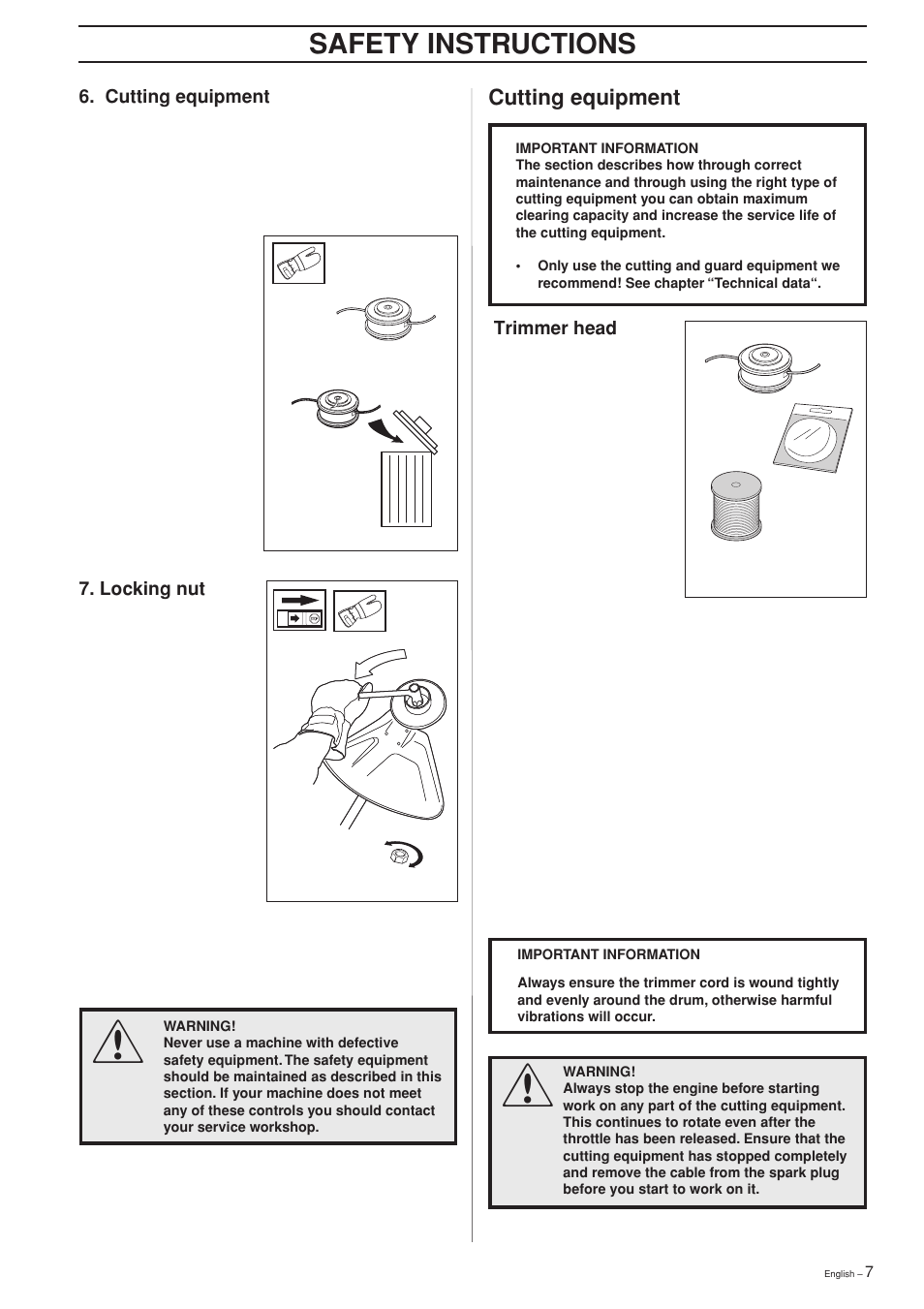 Safety instructions | Husqvarna 322 L User Manual | Page 7 / 36