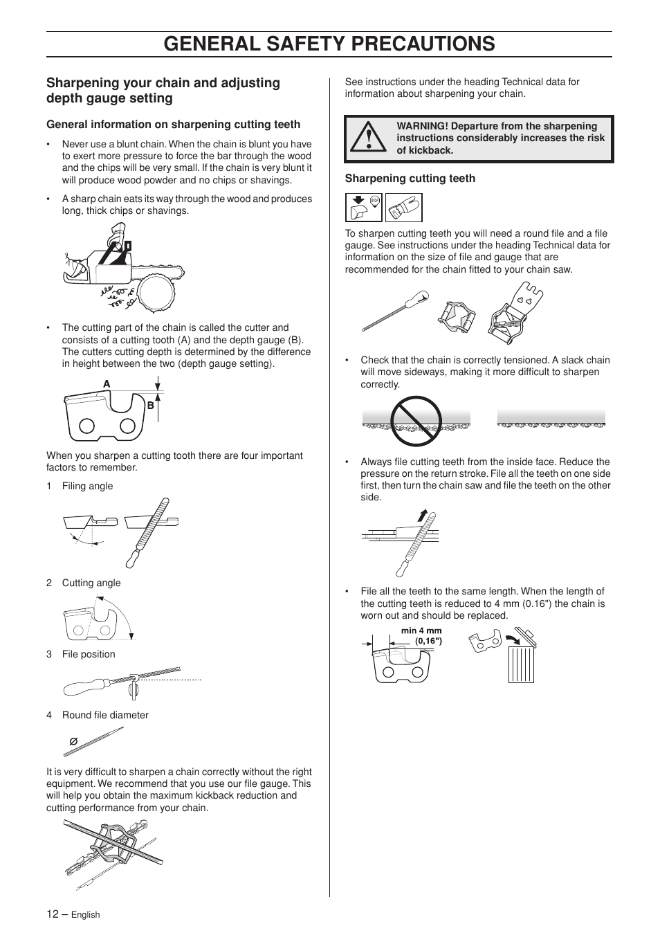 General safety precautions | Husqvarna 340 User Manual | Page 12 / 44