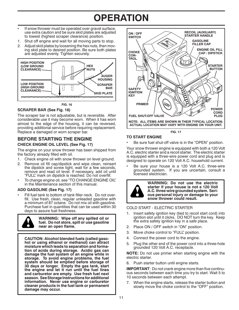 Operation, Before starting the engine | Husqvarna 96193006500 User Manual | Page 11 / 24