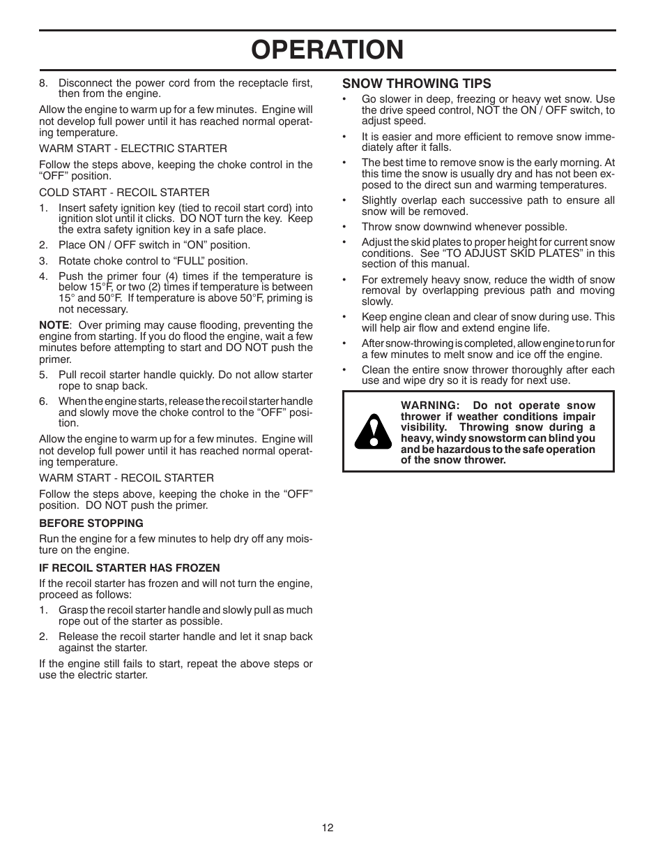 Operation | Husqvarna 96193006500 User Manual | Page 12 / 24