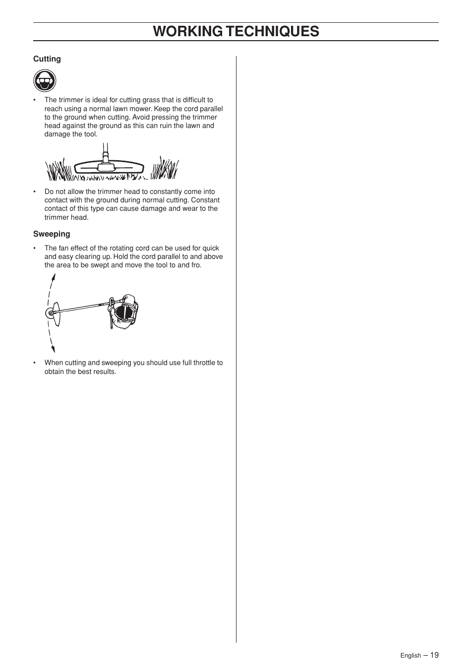 Working techniques | Husqvarna 335RJ User Manual | Page 19 / 36