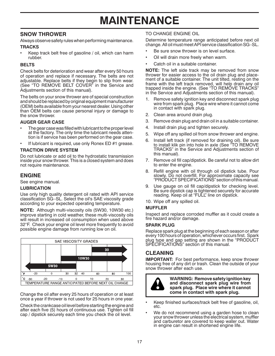 Maintenance | Husqvarna 1827EXLT User Manual | Page 17 / 28