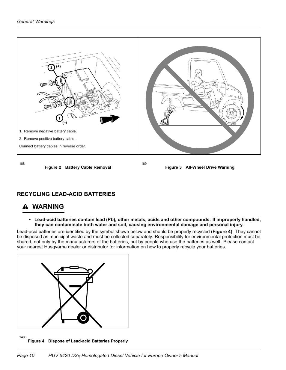 Recycling lead-acid batteries, Figure 2), Warning | Husqvarna HUV 5420 DXR User Manual | Page 12 / 56