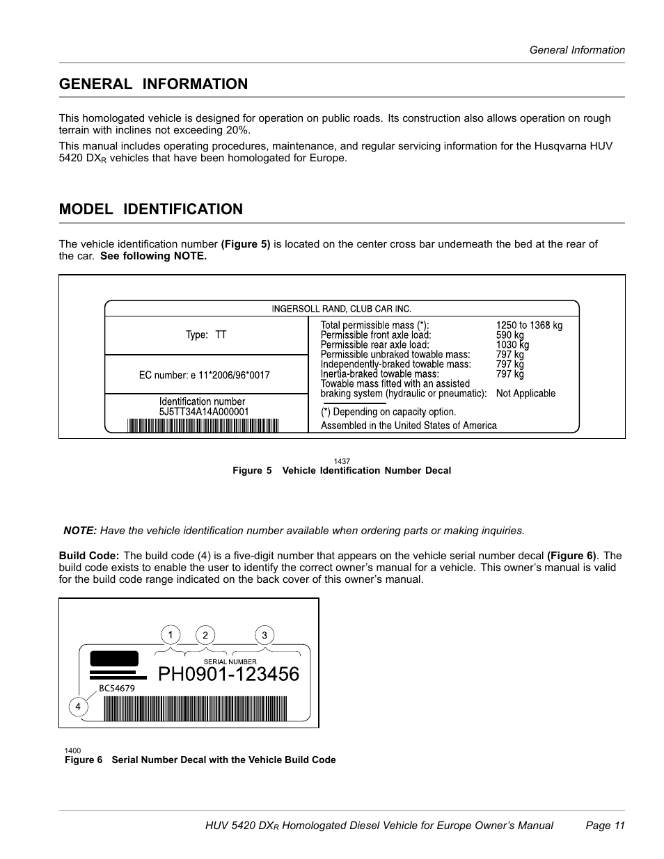 General information, Model identification | Husqvarna HUV 5420 DXR User Manual | Page 13 / 56