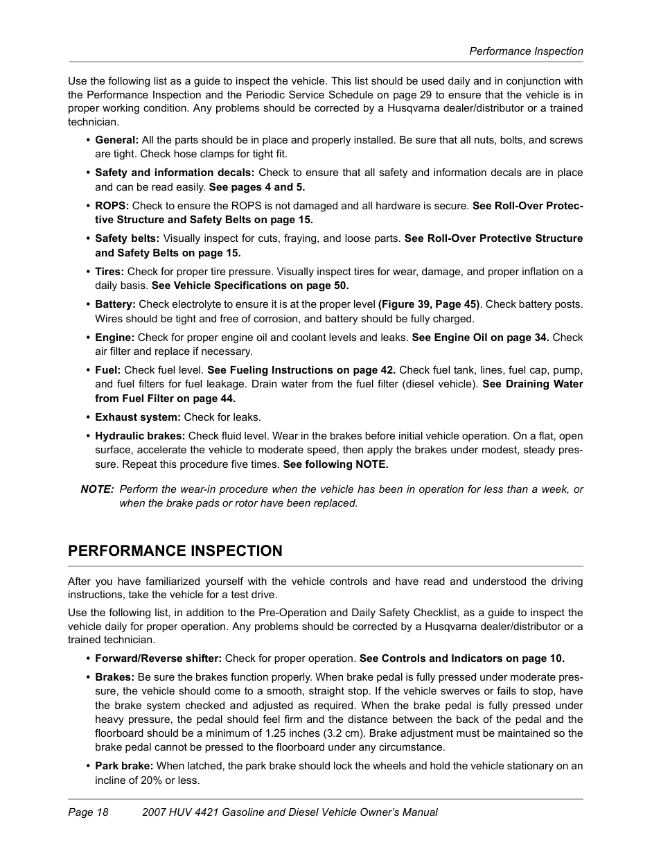 Performance inspection | Husqvarna HUV4421G User Manual | Page 20 / 60