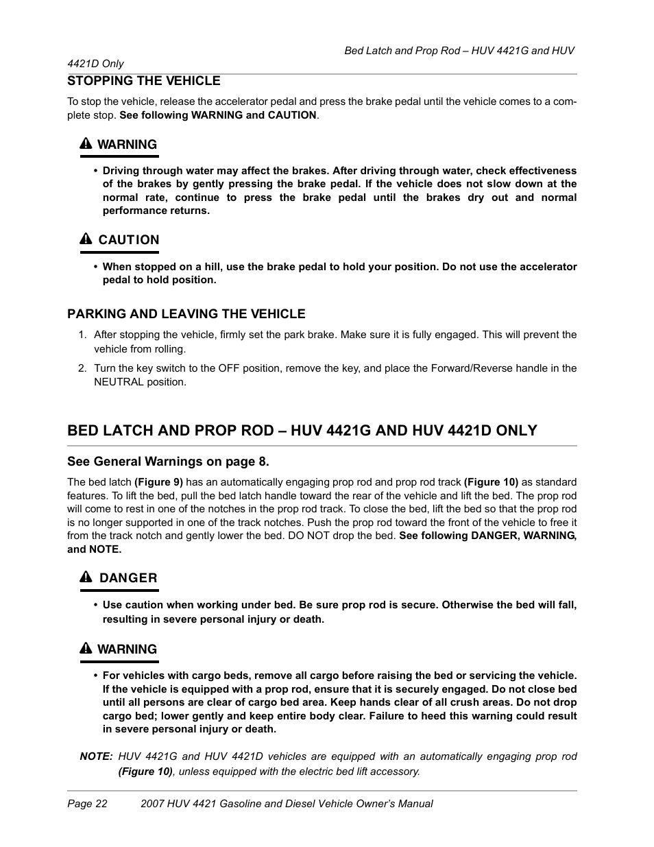 Stopping the vehicle, Parking and leaving the vehicle | Husqvarna HUV4421G User Manual | Page 24 / 60