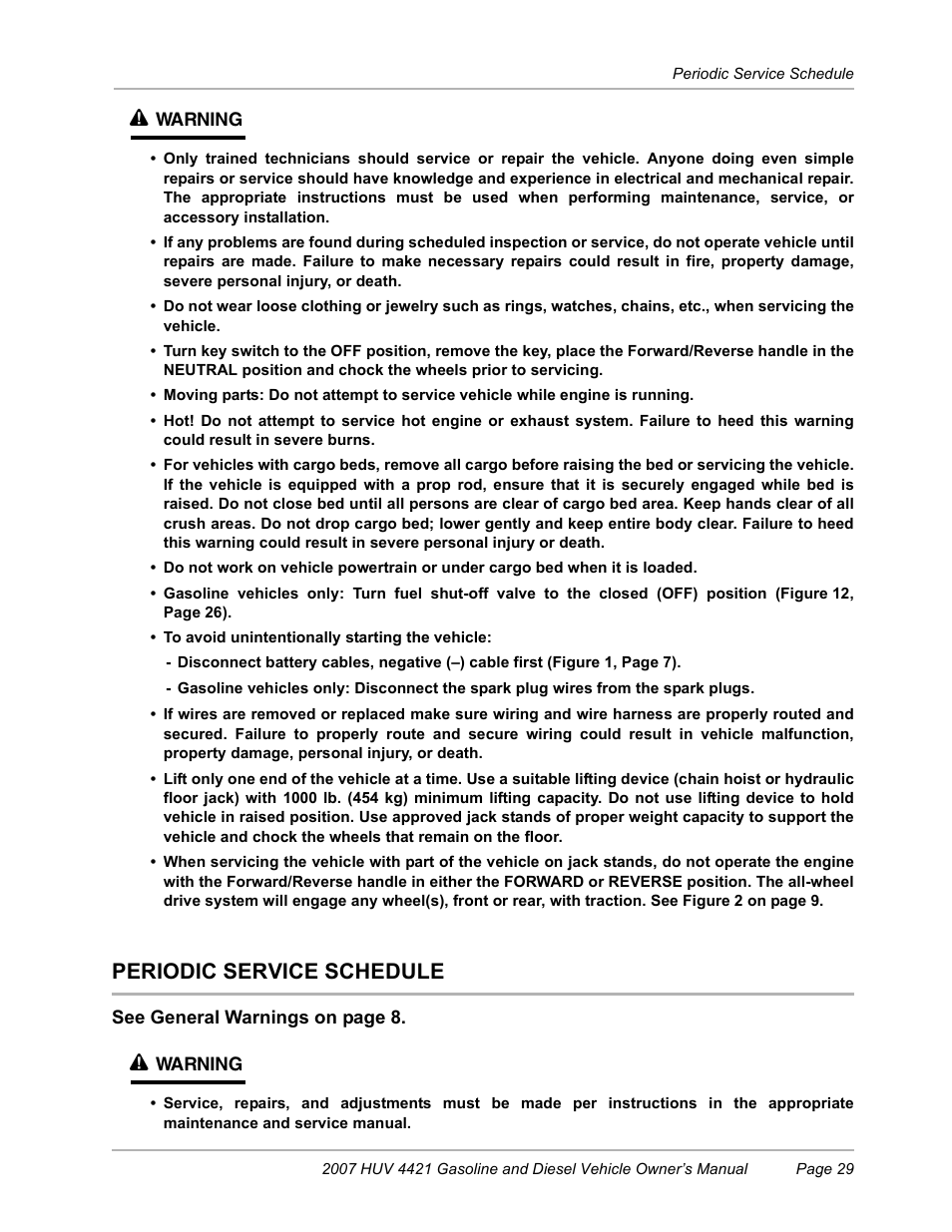 Periodic service schedule | Husqvarna HUV4421G User Manual | Page 31 / 60