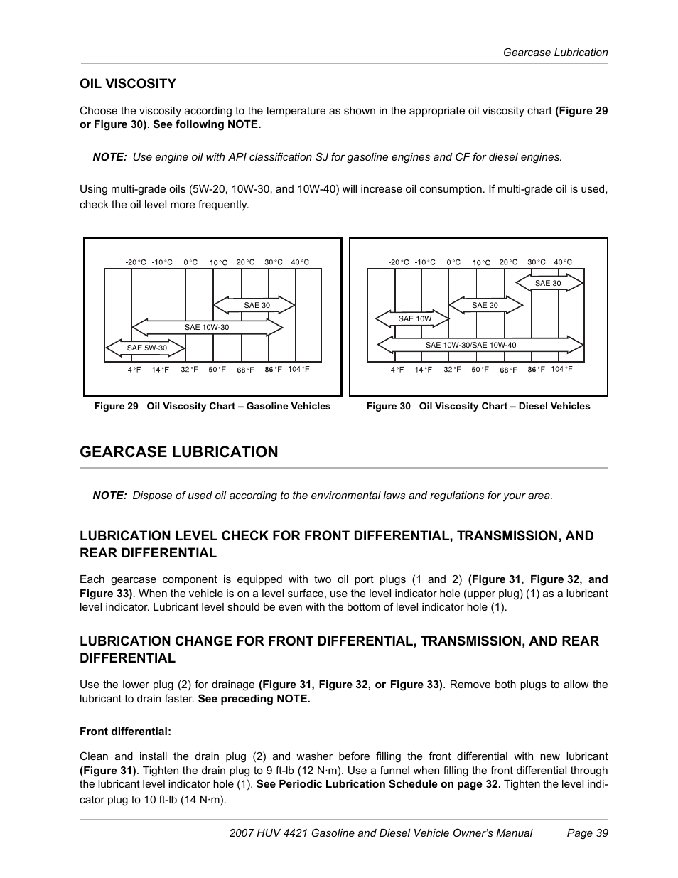 Oil viscosity, Gearcase lubrication, Figure 29 | Figure 30) | Husqvarna HUV4421G User Manual | Page 41 / 60