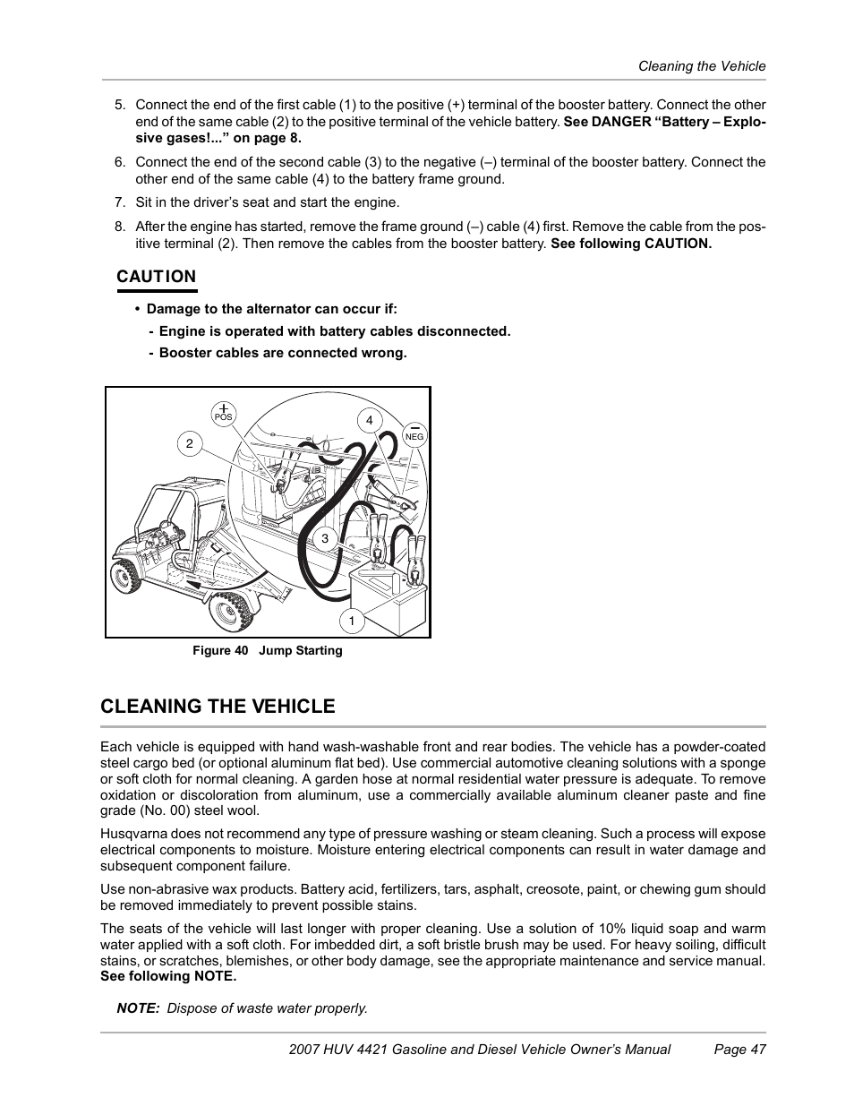 Cleaning the vehicle, Figure 40), Caut ion | Husqvarna HUV4421G User Manual | Page 49 / 60