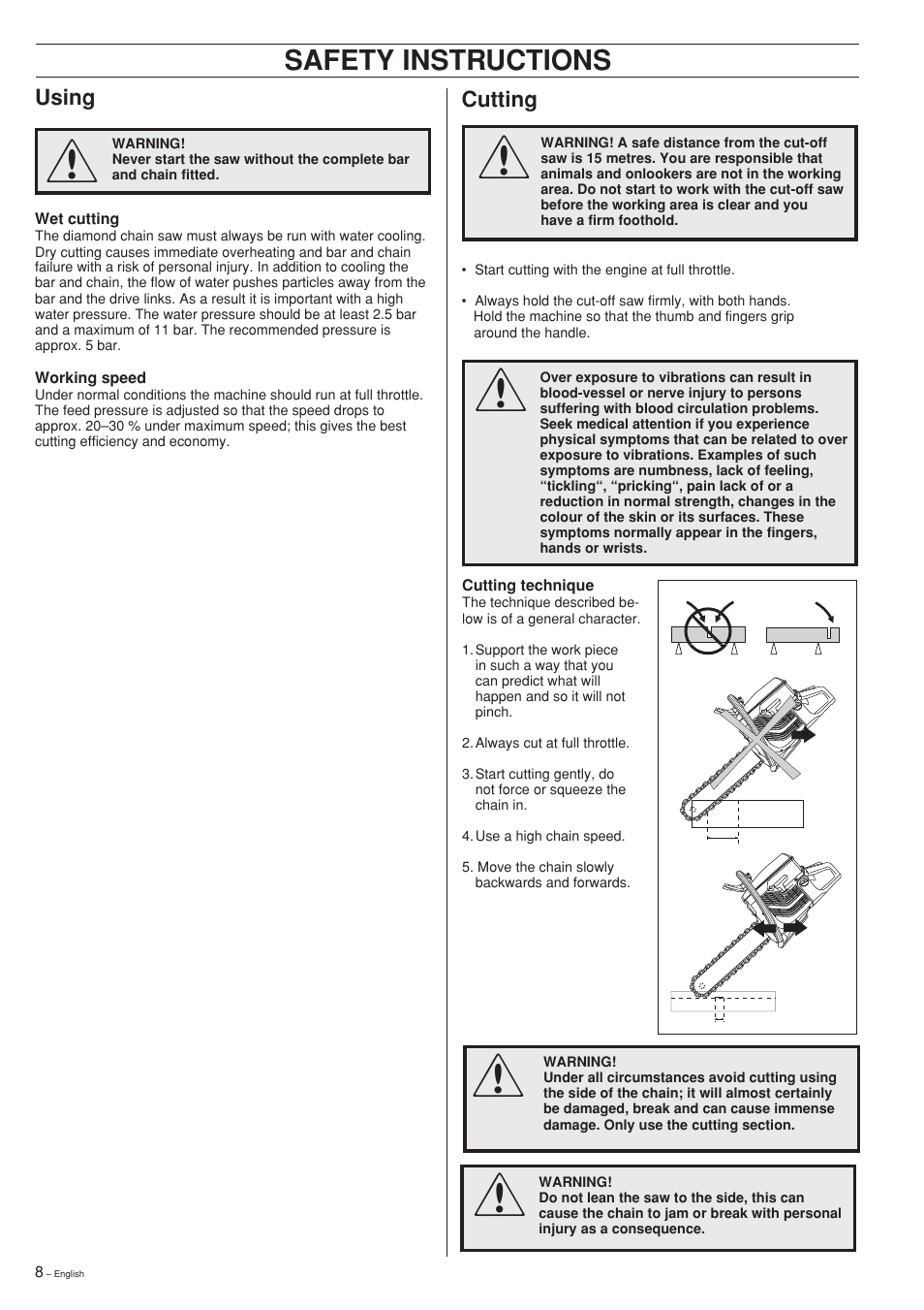 Safety instructions | Husqvarna K950 CHAIN User Manual | Page 8 / 24