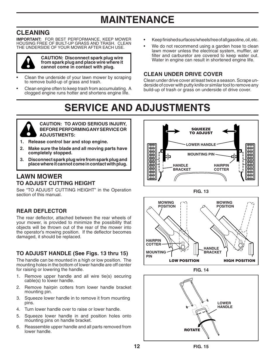 Service and adjustments, Maintenance, Lawn mower | Cleaning | Husqvarna 6021P User Manual | Page 12 / 16