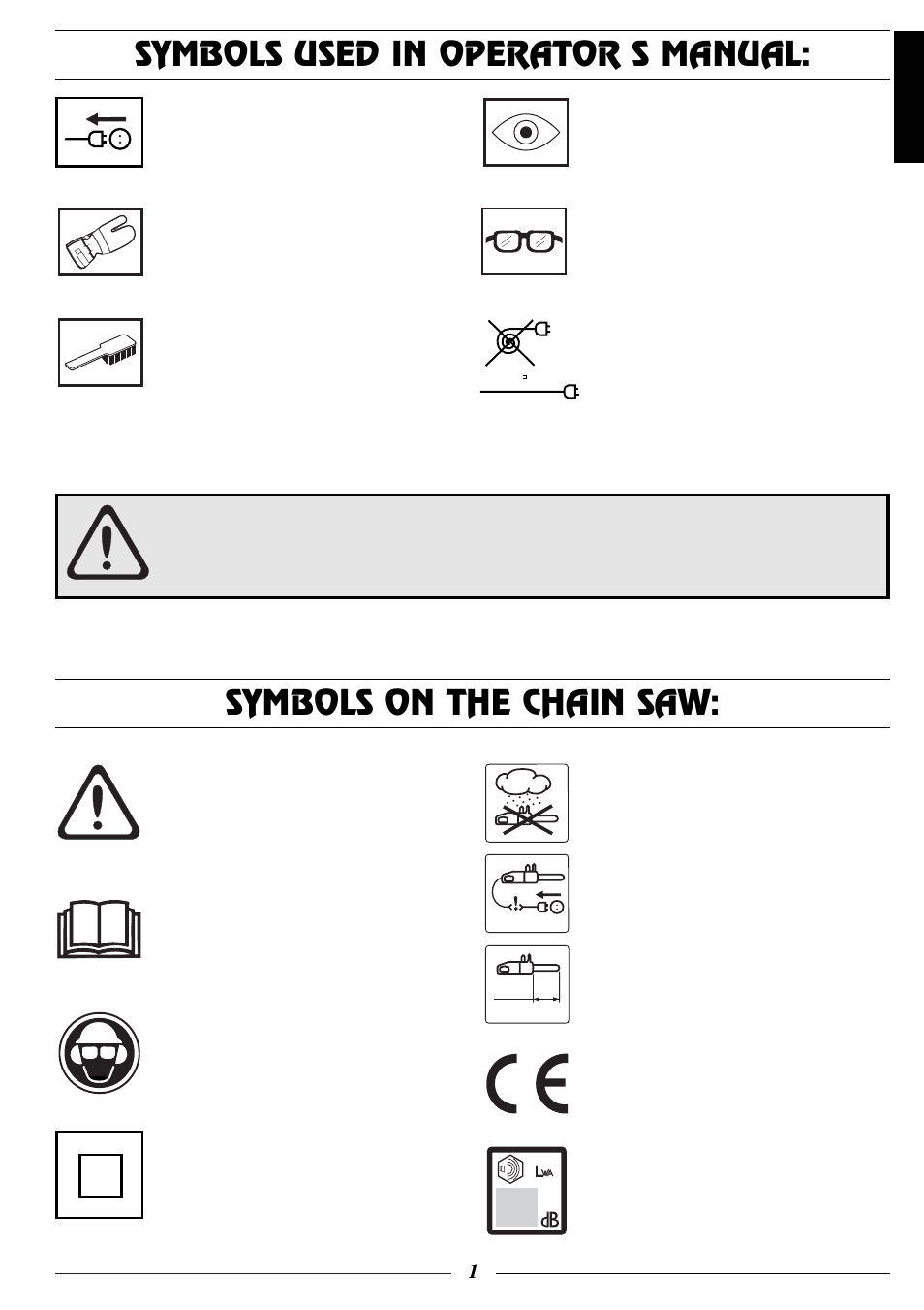 Symbols used in operator s manual, Symbols on the chain saw | Husqvarna 316 User Manual | Page 2 / 23